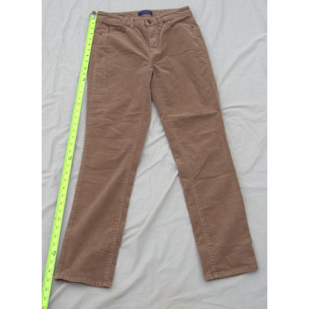 Talbots Women's Corduroy Pants Size 2 High-Waist Straight Leg Brown Stretch
